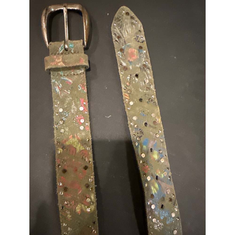 Vintage Vanzetti Germany Studded Leather Belt w/ Made in Italy Buckle Size 85 34